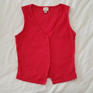 Women's red rib knit vest